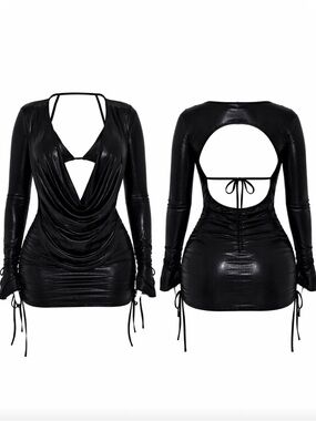 3 Piece Black Long Sleeve Skirt Set